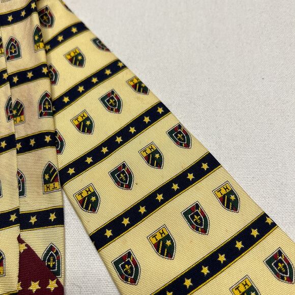 Tommy Hilfiger Crest Print Tie Fluer Di Lis Star Print Silk Multicolor Formal - Picture 5 of 8